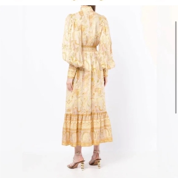 ALEMAIS Orange Solitaire Bell Sleeve Midi Dress size 6 - Picture 2 of 7